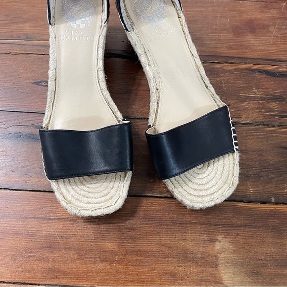 Vince Camuto Black and Cream Wedge Sandals - Picture 2 of 5